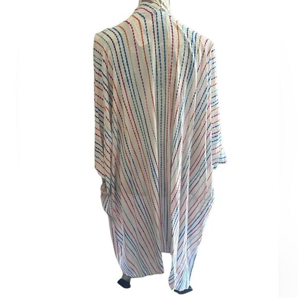 Angie White and Rainbow striped kimono - One size fits most NWT - Picture 2 of 6